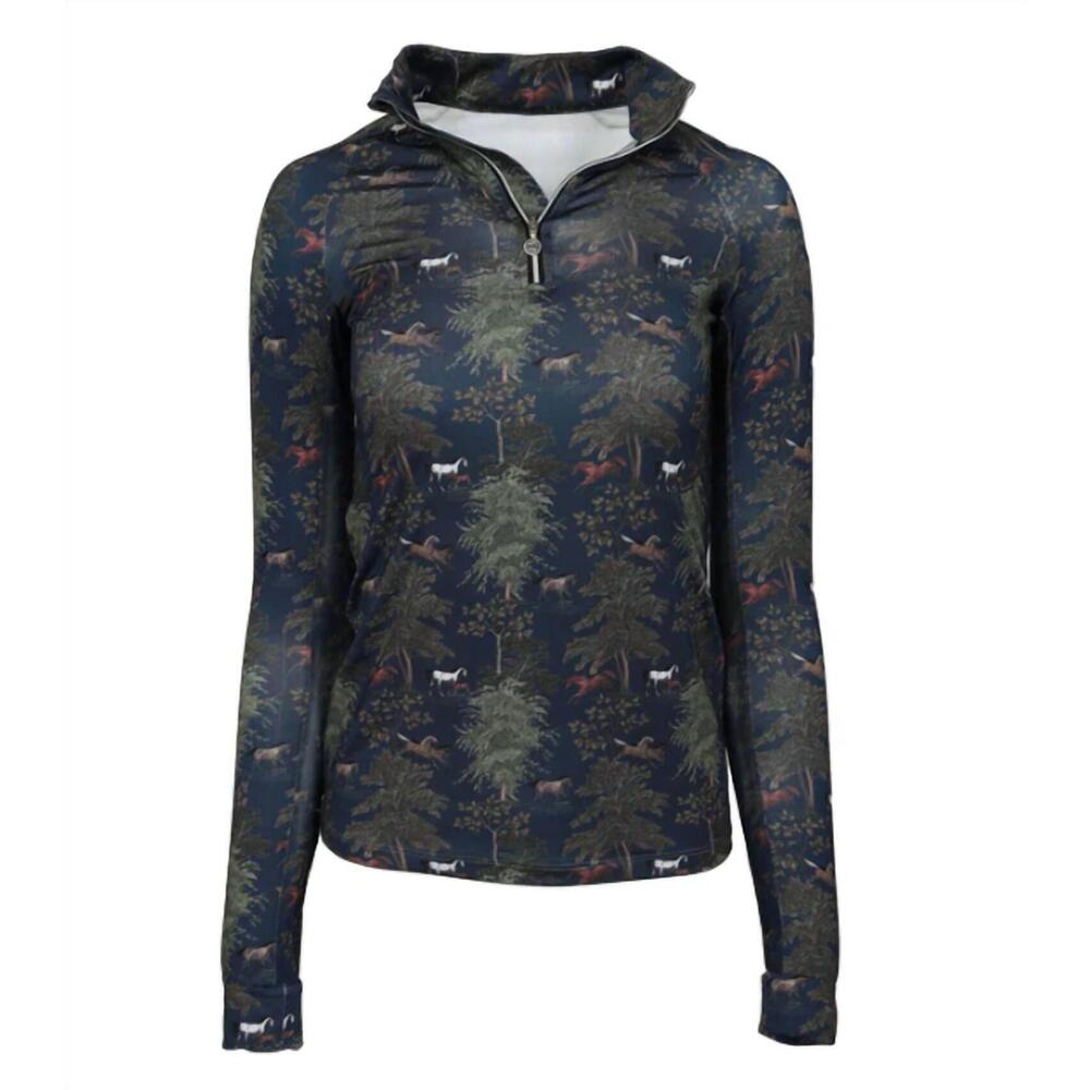NEW DAPPLEBAY women's autumn toile quarter zip shirt in green